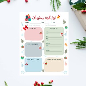 Kinder Weihnachten Wunschliste, druckbare Geschenk Wunschliste, Spaß Weihnachten Wunschliste, Kinder Urlaub Wunschliste, Brief an den Weihnachtsmann, Sofort Download