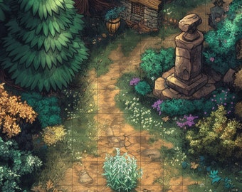 Emerald Grove - Mapa de batalla digital para D&D 5e, Roll20, Fantasy Grounds / Lush Forest Adventure, Sacred Stone Circle, Mystical Encounters