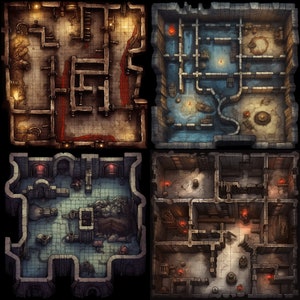 Shadowed Catacombs - Digitale strijdkaart voor DnD, Roll20, Fantasy Grounds | Spookachtig ondergronds labyrint, griezelige sfeer, vergeten relikwieën