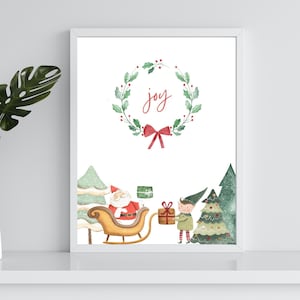 Christmas printable, JOY wall art, Merry Christmas Wall Art, Holiday Prints, Christmas decoration, Christmas Art Prints, Holiday Decor,Santa
