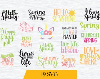 Spring Svg Bundle, Hello Spring Svg, Spring Is Here Svg, Welcome Spring Svg Spring Sign Svg Spring Shirt Svg Cut Files For Cricut