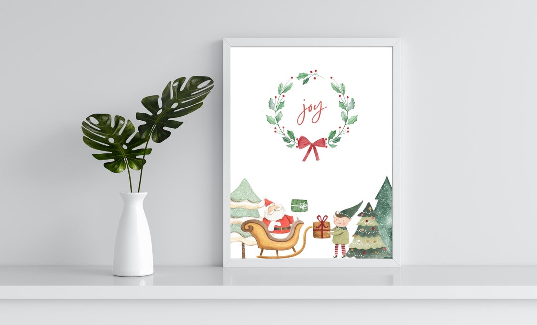 Christmas Printable, JOY Wall Art, Merry Christmas Wall Art, Holiday ...