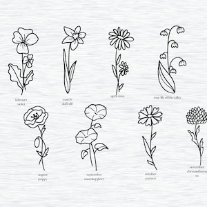 Birth month svg bundle, Birth month flowers svg, Wildflower svg, Birthday flower, Flower clipart, Botanical svg, Floral svg, Daisy svg