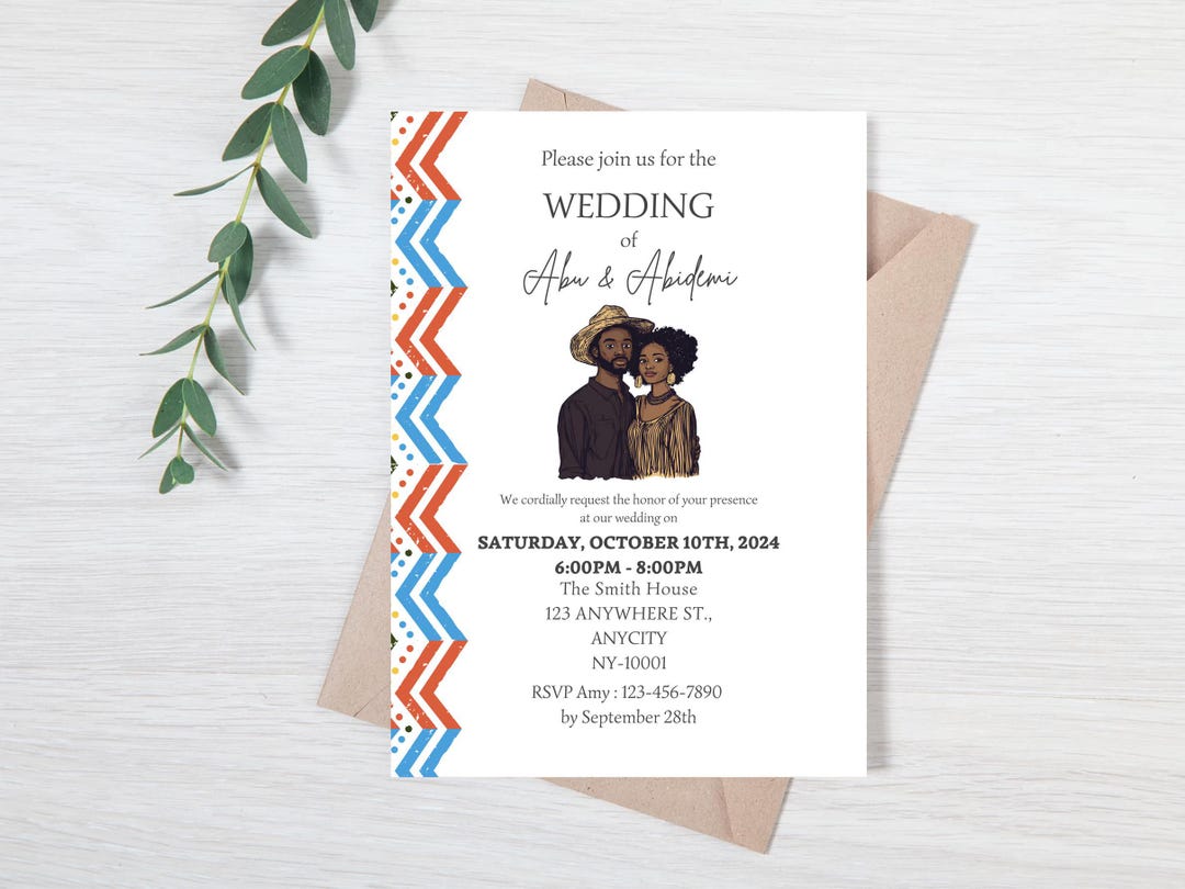 African Wedding Invitation, African Themed Wedding Invitations, African ...