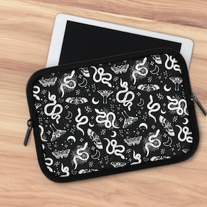 Snakes Kindle Sleeve, iPad Sleeve, Laptop Sleeve, Book Sleeve | Witchy Kindle Cover | Death Moth Goth Laptop Sleeve