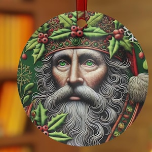 Holly King Yule Tree Ornament | Metal Ornaments | Christmas Tree Ornament | Wiccan Holiday Ornament | Winter Solstice Decorations