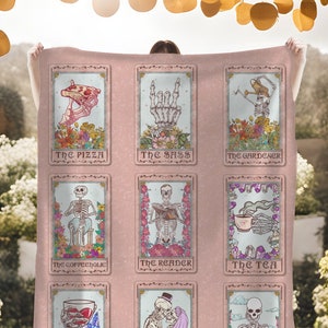 Tarotkaart Sherpa Fleece deken | Heksendeken | De Lezer Tarot | De geliefden Tarot | Bankgooideken | Gezellige deken