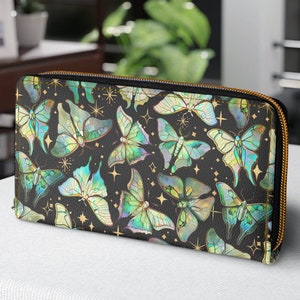 Butterfly Wallet | Stained Glass Celestial Butterflies Zipper Wallet | Dark Academia Wallet | Cottagecore Wallet