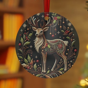 Stag Yule Tree Ornament | Metal Ornaments | Christmas Tree Ornament | Wiccan Holiday Ornament | Winter Solstice Decorations