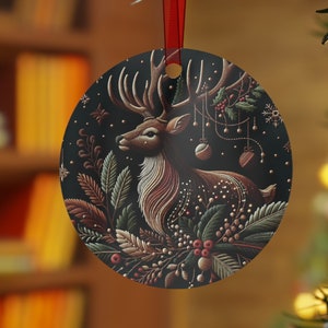 Stag Yule Tree Ornament | Metal Ornaments | Christmas Tree Ornament | Wiccan Holiday Ornament | Winter Solstice Decorations