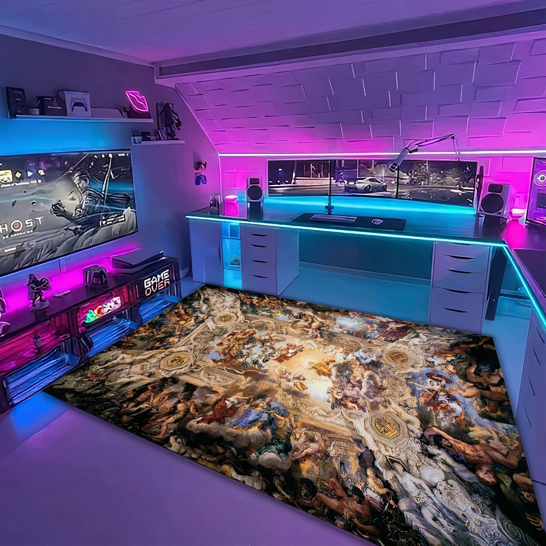 Sistine Chapel Rug, Michelangelo Tableaux, Dark Renaissance Art, Renaissance Rug, Home Decor Rug