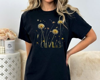 Dandelion Art T-Shirt, Vintage Feel, Cottagecore, Unisex