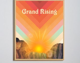 Grand Rising Poster, Sunrise Digital Art Print Download