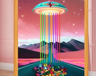 UFO Sci-Fi Abstract Digital Download Printable Wall Art Poster