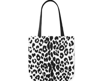 Black and White Leopard Print Tote Bag, Tote Bags for Women, Carryall Bag, Travel Tote for Women, Beach Tote Bag for Women