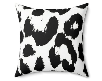 Leopard Print Pillow, Decorative Pillow, Leopard Throw Pillow, Black and White Pillow, Square Sofa Pillow, Animal Print Pillow