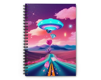 UFO Journal, Flying Saucer Journal, Hardcover Journal, Abstract Art Notebook, Personal Diary, Private Journal, Spiral Notebook, Ruled Line