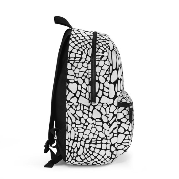 Black and White Snakeskin Print Backpack, Bookbag for Women  display picture 3