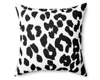Leopard Print Pillow, Decorative Pillow, Leopard Throw Pillow, Black and White Pillow, Square Sofa Pillow, Animal Print Pillow