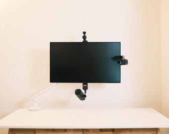 Monitor-Mounted Arm for Webcam, Light, Mic | VESA + 3M | Folds Flat | Calibra Link-Arm