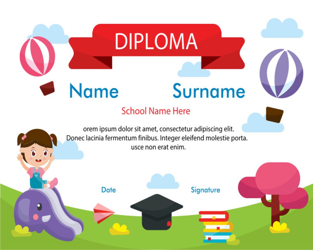 Editable School Certificate, Printable Certificate Template, Digital ...