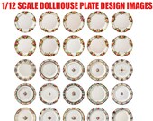 Miniature Plate Designs Royale Cornation Style | 1/12 Scale Dollhouse Printable PDF | 40 Designs
