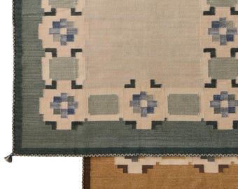 Alfombra sueca de lana tejida a mano / Decoración escandinava para sala de estar / Tamaños personalizados disponibles