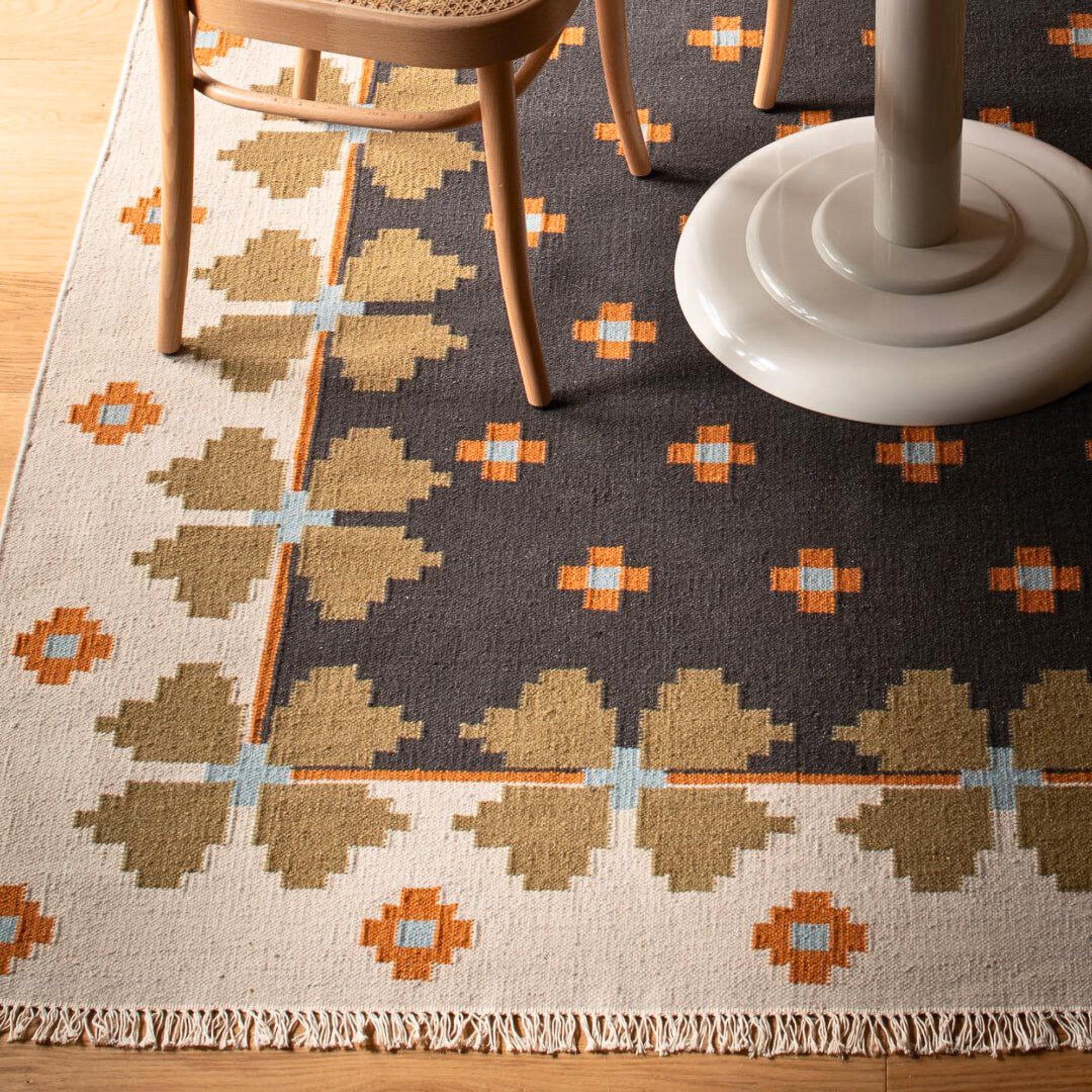 Folk Pattern Rug Handwoven Floral Swedish Wool Rug : Scandinavian Folk Wall Art Decor ...