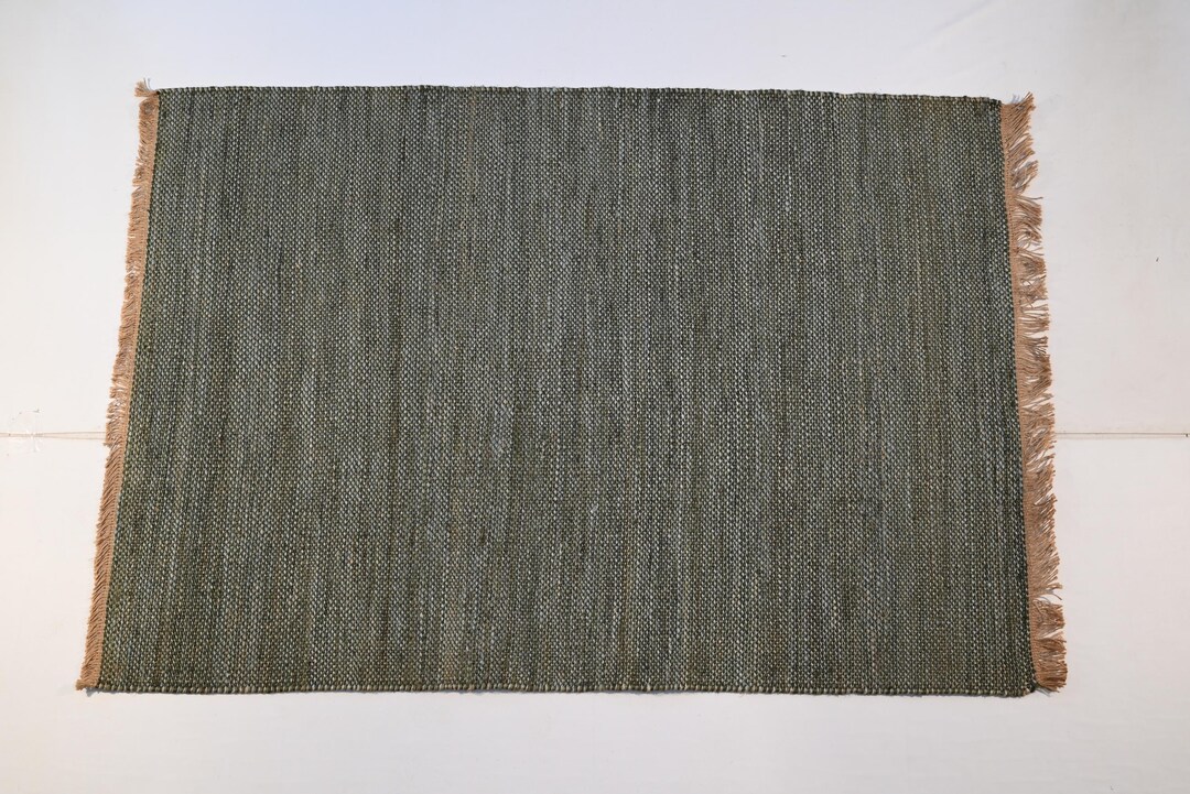 Heart Green Jute Rug Handwoven Sage Green Jute Rug: Solid Flatweave, Japandi Decor - Etsy