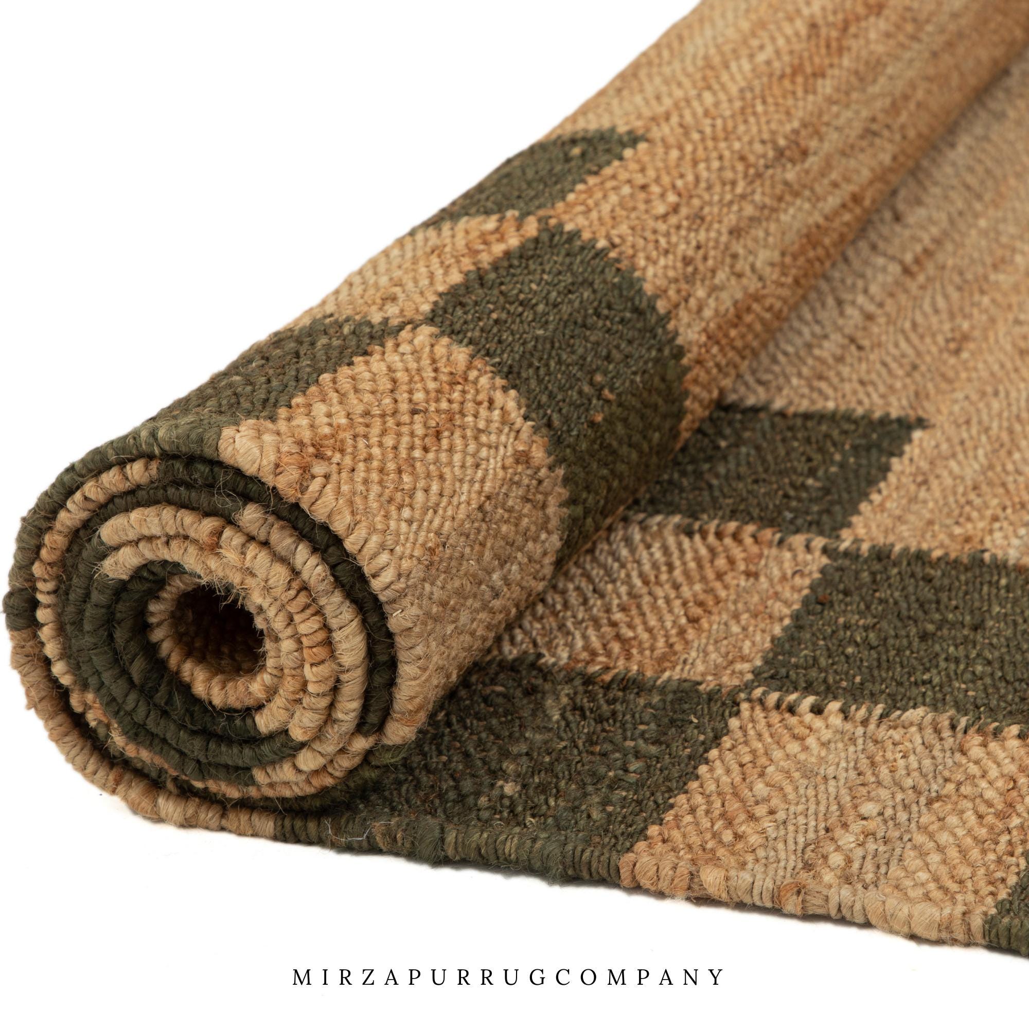 Handwoven Jute Checker Rug : Eco-friendly Boho Decor for Christmas ...
