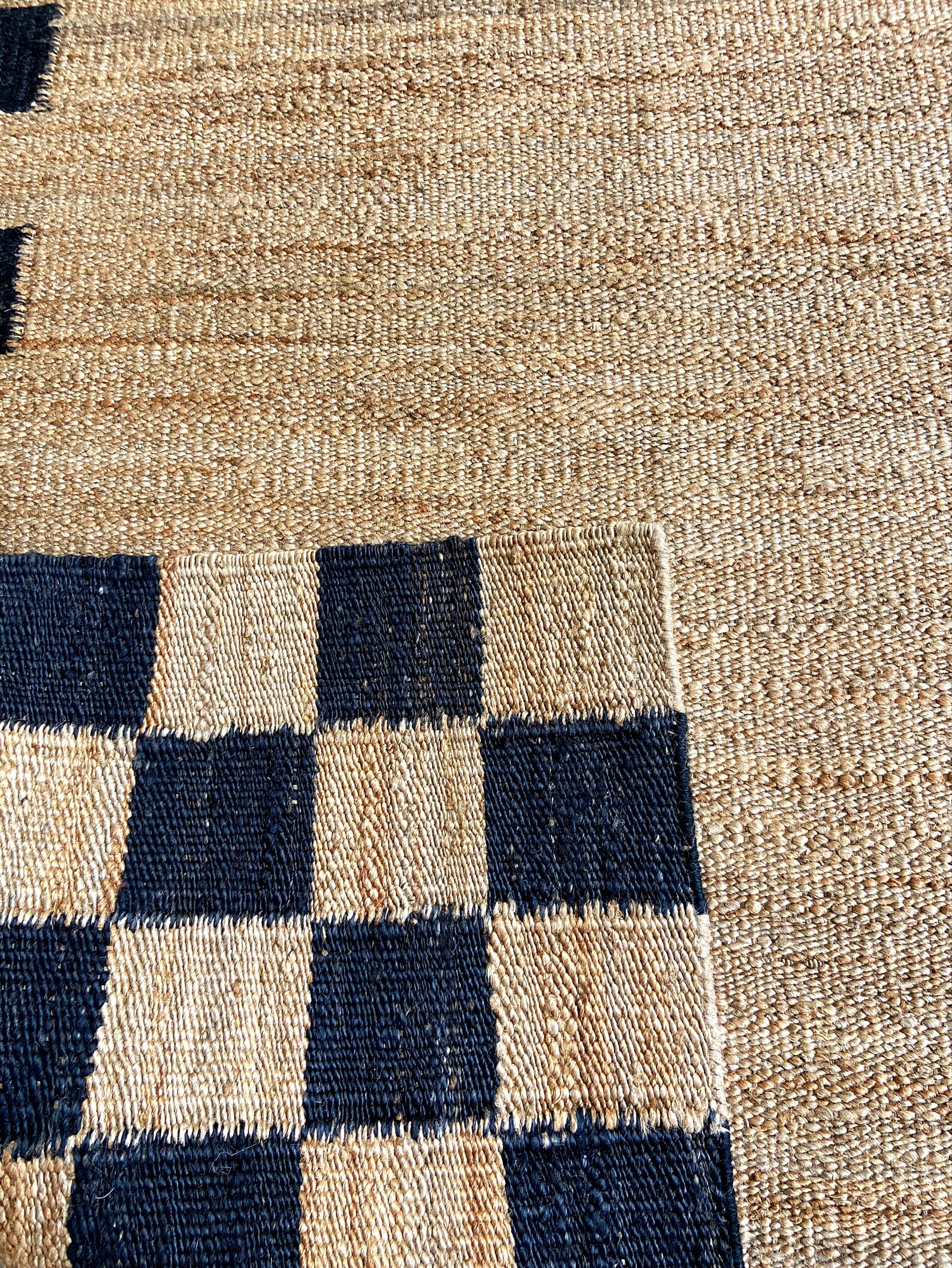 Handwoven Checkered Jute Rug: Rustic Farmhouse Decor - Etsy