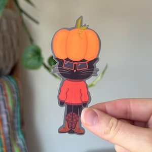 Pumpkin Cat Sticker • Spooky Fall Scrapbooking, Laptop Decor