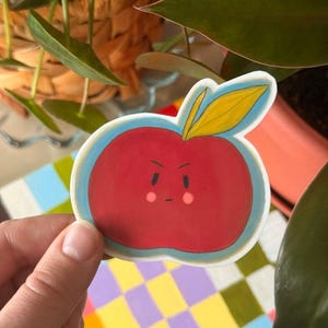 Cute cartoon Apple Sticker | Bad Apple Sticker | Kawaii waterproof Sticker for laptops & water bottles