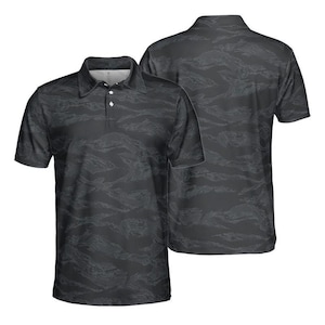 Black Tiger Stripe Camo Golf Polo Lightweight