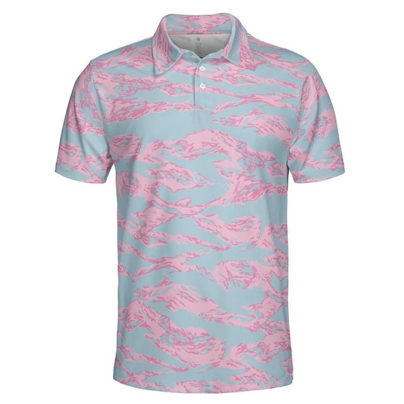 Arctic Pink Tiger Stripe Golf Polo Etsy