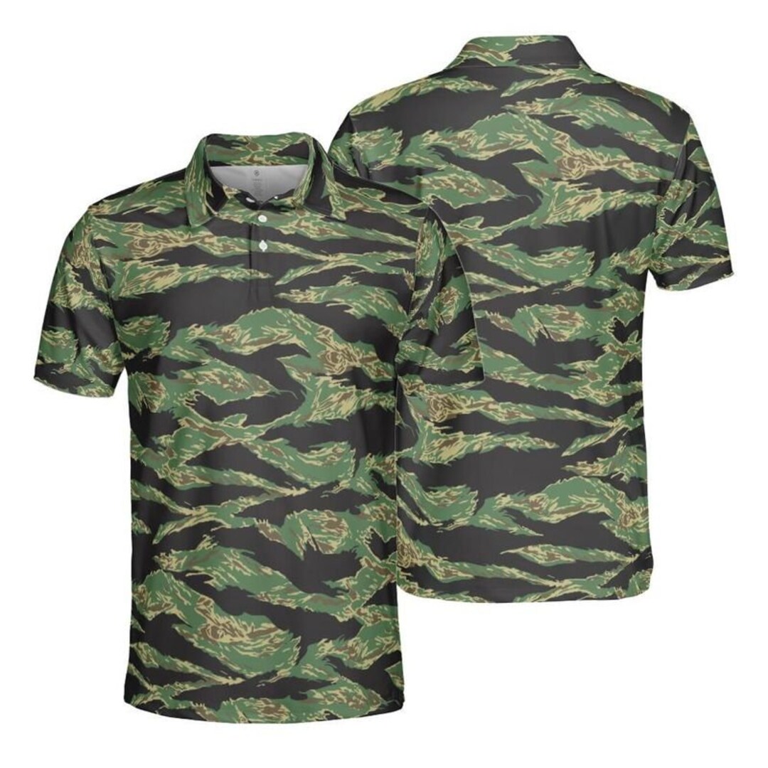 Jungle Tiger Stripe Golf Polo Etsy