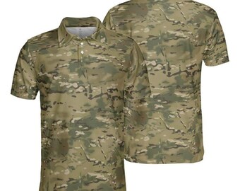 Woodland Green and Brown Camo Golf Polo Lightweight