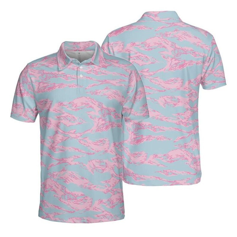Arctic Pink Tiger Stripe Golf Polo Etsy