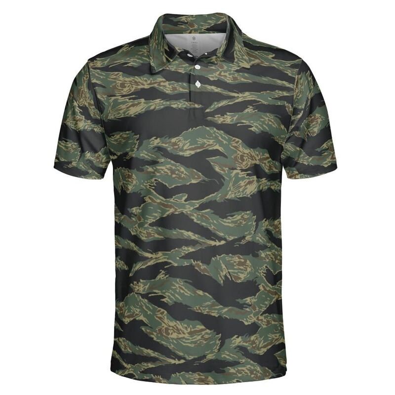 Discover Jungle Tiger Stripe Camo Performance Golf Polo