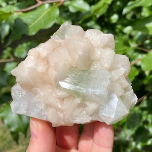 Green Apophyllite and Stilbite Zeolite Crystal Cluster