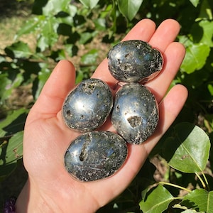 Pyrite Crystal Palm Stone: Pocket Pebble for Meditation