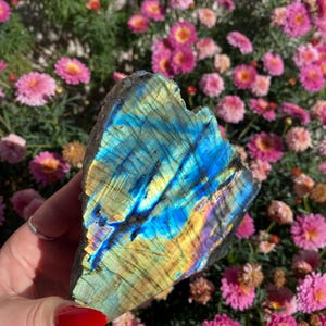Flashy Labradorite Crystal Cut Base, Labradorite Stone