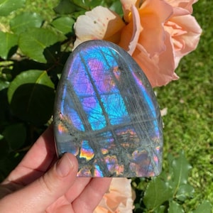 Pink Blue Flashy Labradorite Crystal Freeform