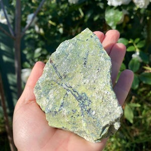 Large Raw Green Serpentine with Galena and Pyrite, Serpentine Crystal