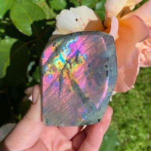 Gorgeous Pink Flash Labradorite Crystal Freeform