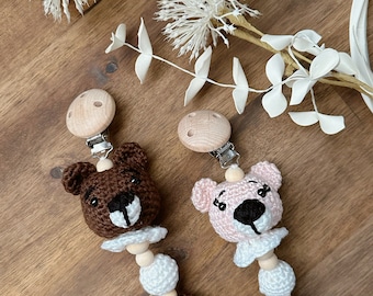 Crochet Teddy Bear Dummy Clip | Dummy Clip | Wooden Dummy Clip | Teddy Bear |