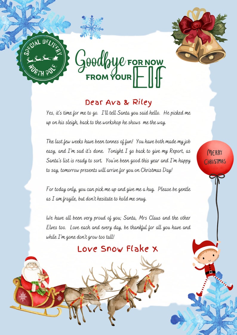 Elf on the Shelf Goodbye Letter Etsy New Zealand