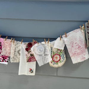 Vintage Fabric Bundle: Floral Lace Embroidered Textiles for Quilting 1