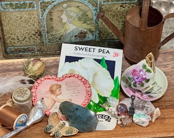 Curated Charm Casting Set | Love Divination Charms | Vintage Found Object Oracle | Psychometry Kit