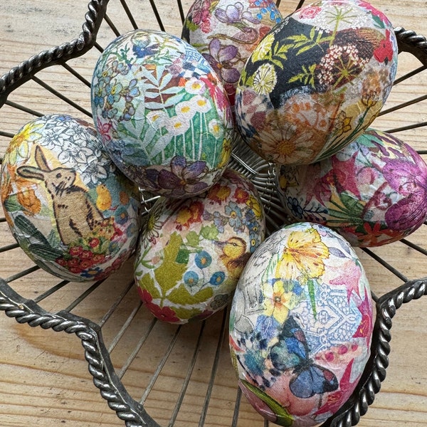 Decoupaged Wooden Egg, Easter Egg Decorations